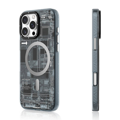 Apple iPhone 16 Pro Max Kılıf Magsafe Şarj Özellikli Youngkit Technology Serisi Kapak Gri