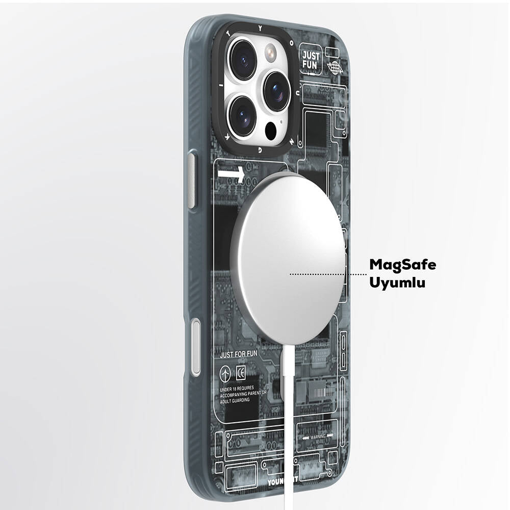 Apple iPhone 16 Pro Max Kılıf Magsafe Şarj Özellikli Youngkit Technology Serisi Kapak Desert Gold