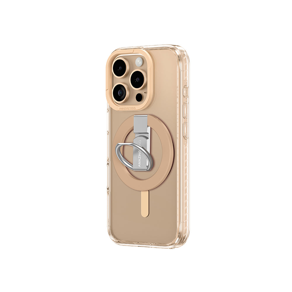 Apple iPhone 16 Pro Max Kılıf Magsafe Şarj Özellikli Yüzük Standlı Amazingthing Titan Pro Serisi Kapak Rose Gold
