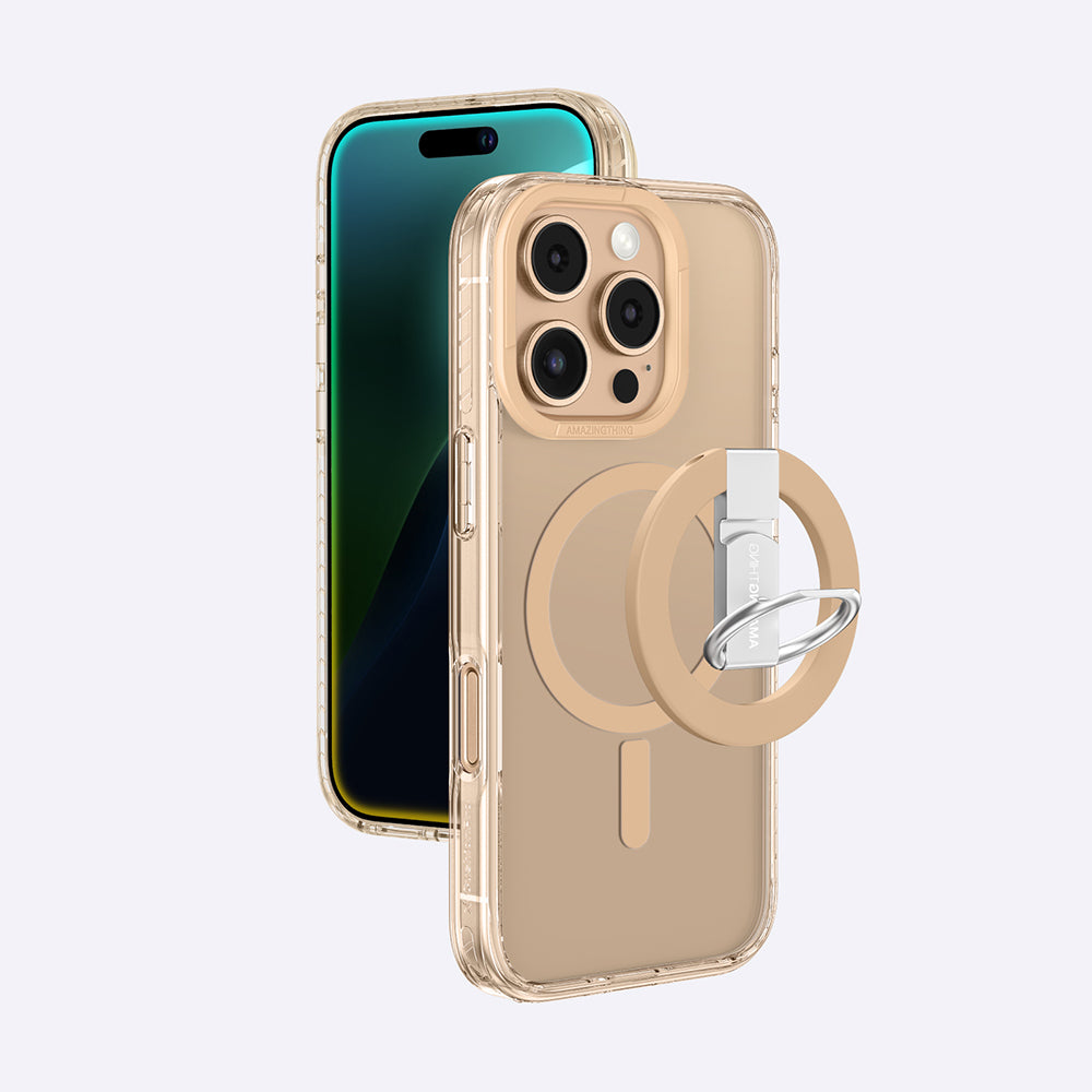 Apple iPhone 16 Pro Max Kılıf Magsafe Şarj Özellikli Yüzük Standlı Amazingthing Titan Pro Serisi Kapak Gri