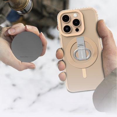 Apple iPhone 16 Pro Max Kılıf Magsafe Şarj Özellikli Yüzük Standlı Amazingthing Titan Pro Serisi Kapak Gri