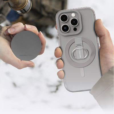 Apple iPhone 16 Pro Max Kılıf Magsafe Şarj Özellikli Yüzük Standlı Amazingthing Titan Pro Serisi Kapak Gri