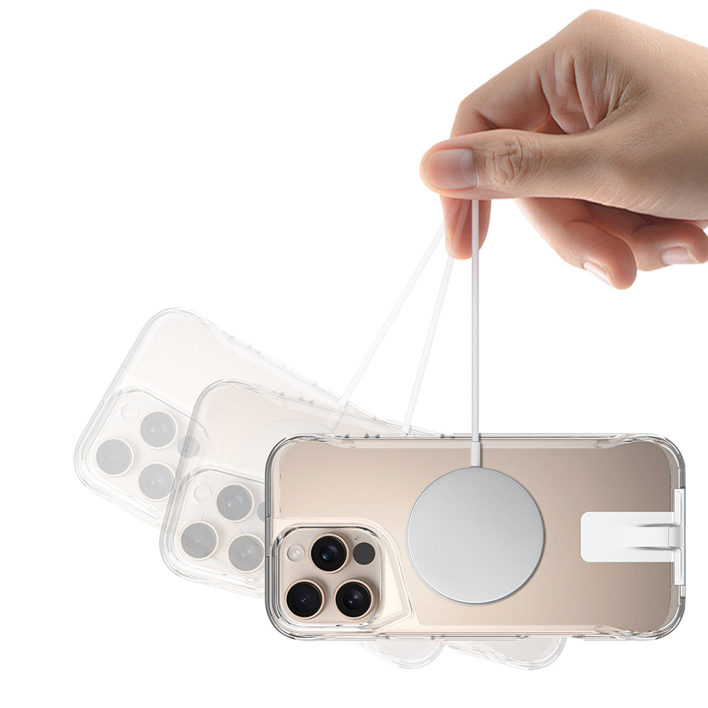 Apple iPhone 16 Pro Max Kılıf Magsafe Şarj Özellikli Zore T-Max Standlı Kapak Şeffaf