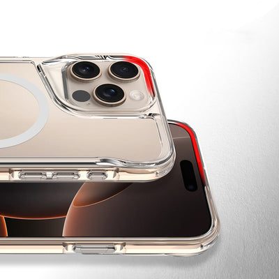 Apple iPhone 16 Pro Max Kılıf Magsafe Şarj Özellikli Zore T-Max Standlı Kapak Şeffaf