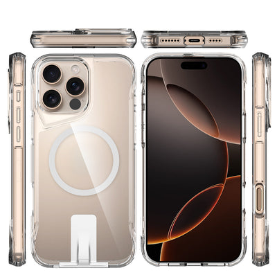 Apple iPhone 16 Pro Max Kılıf Magsafe Şarj Özellikli Zore T-Max Standlı Kapak Şeffaf