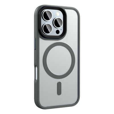 Apple iPhone 16 Pro Max Kılıf Mat Arka Yüzey Wireless Şarj Özellikli Zore Flet Magsafe Kapak Desert Titanyum
