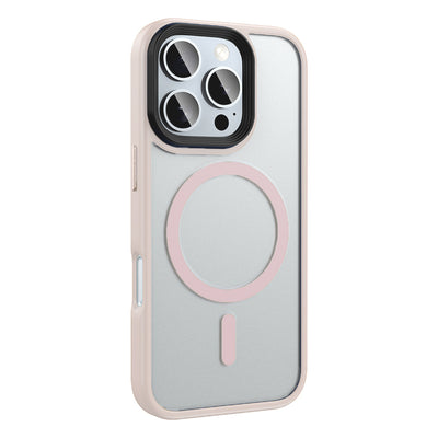 Apple iPhone 16 Pro Max Kılıf Mat Arka Yüzey Wireless Şarj Özellikli Zore Flet Magsafe Kapak Titanyum-Gri