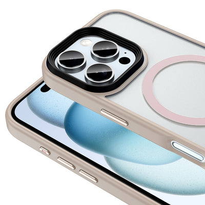 Apple iPhone 16 Pro Max Kılıf Mat Arka Yüzey Wireless Şarj Özellikli Zore Flet Magsafe Kapak Desert Titanyum