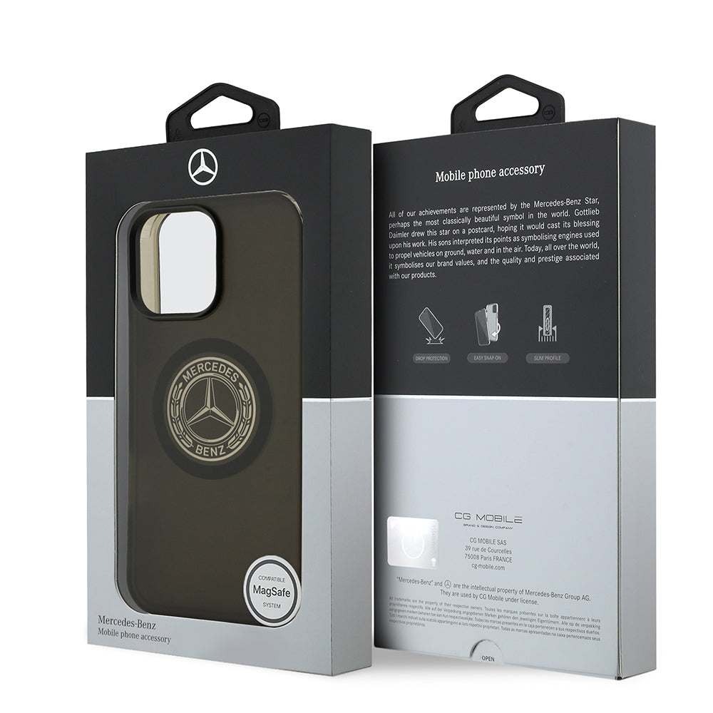 iPhone 16 Pro Max Kılıf Mercedes Benz Orjinal Lisanslı M-safe Şarj Özellikli Buzlu PC Nostaljik Yıldız Dizayn Kılıf