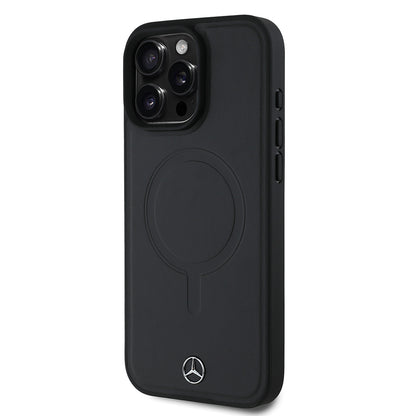 iPhone 16 Pro Max Kılıf Mercedes Benz Orjinal Lisanslı M-safe Şarj Özellikli Metal Yıldız Logolu Sade Pürüzsüz Deri Kılıf