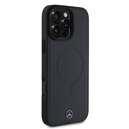 iPhone 16 Pro Max Kılıf Mercedes Benz Orjinal Lisanslı M-safe Şarj Özellikli Metal Yıldız Logolu Sade Pürüzsüz Deri Kılıf