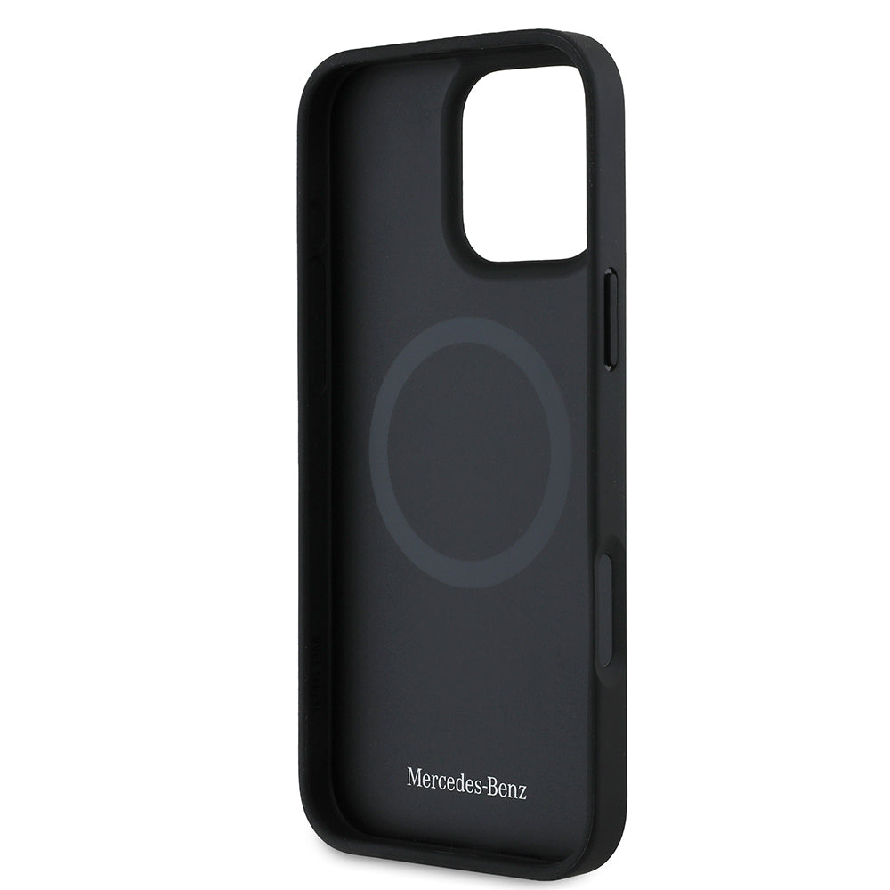 iPhone 16 Pro Max Kılıf Mercedes Benz Orjinal Lisanslı M-safe Şarj Özellikli Metal Yıldız Logolu Sade Pürüzsüz Deri Kılıf