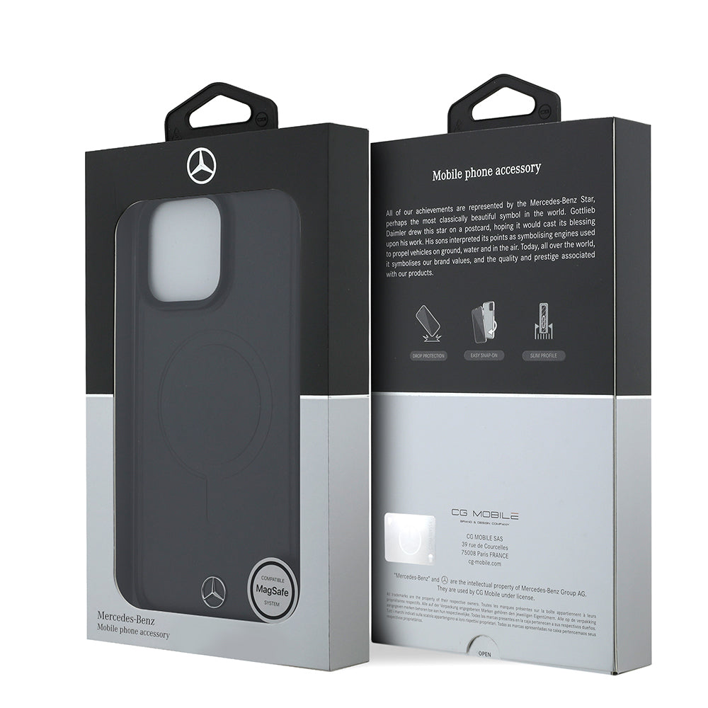 iPhone 16 Pro Max Kılıf Mercedes Benz Orjinal Lisanslı M-safe Şarj Özellikli Metal Yıldız Logolu Sade Pürüzsüz Deri Kılıf