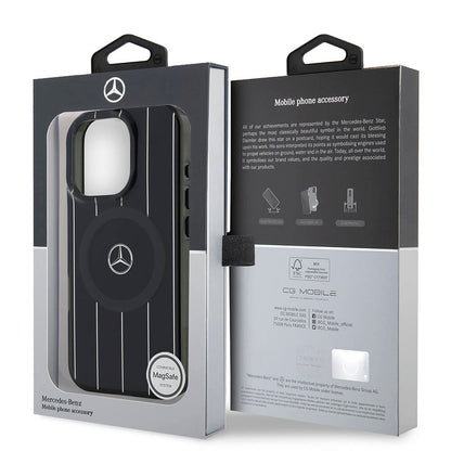 iPhone 16 Pro Max Kılıf Mercedes Benz Orjinal Lisanslı M-safe Şarj Özellikli Çift Katmanlı Paralel Çizgi Desenli Kılıf