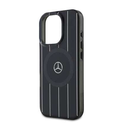 iPhone 16 Pro Max Kılıf Mercedes Benz Orjinal Lisanslı M-safe Şarj Özellikli Çift Katmanlı Paralel Çizgi Desenli Kılıf