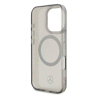 Apple iPhone 16 Pro Max Kılıf Mercedes Benz Orjinal Lisanslı Magsafe Şarj Özellikli Saydam Yüzey Silver Ring Kapak Siyah