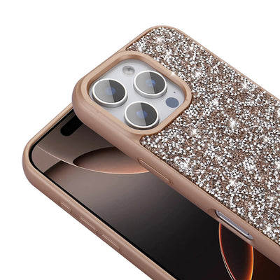 Apple iPhone 16 Pro Max Kılıf Parlak Taşlı Tasarım Zore Pırlanta Kapak Gold