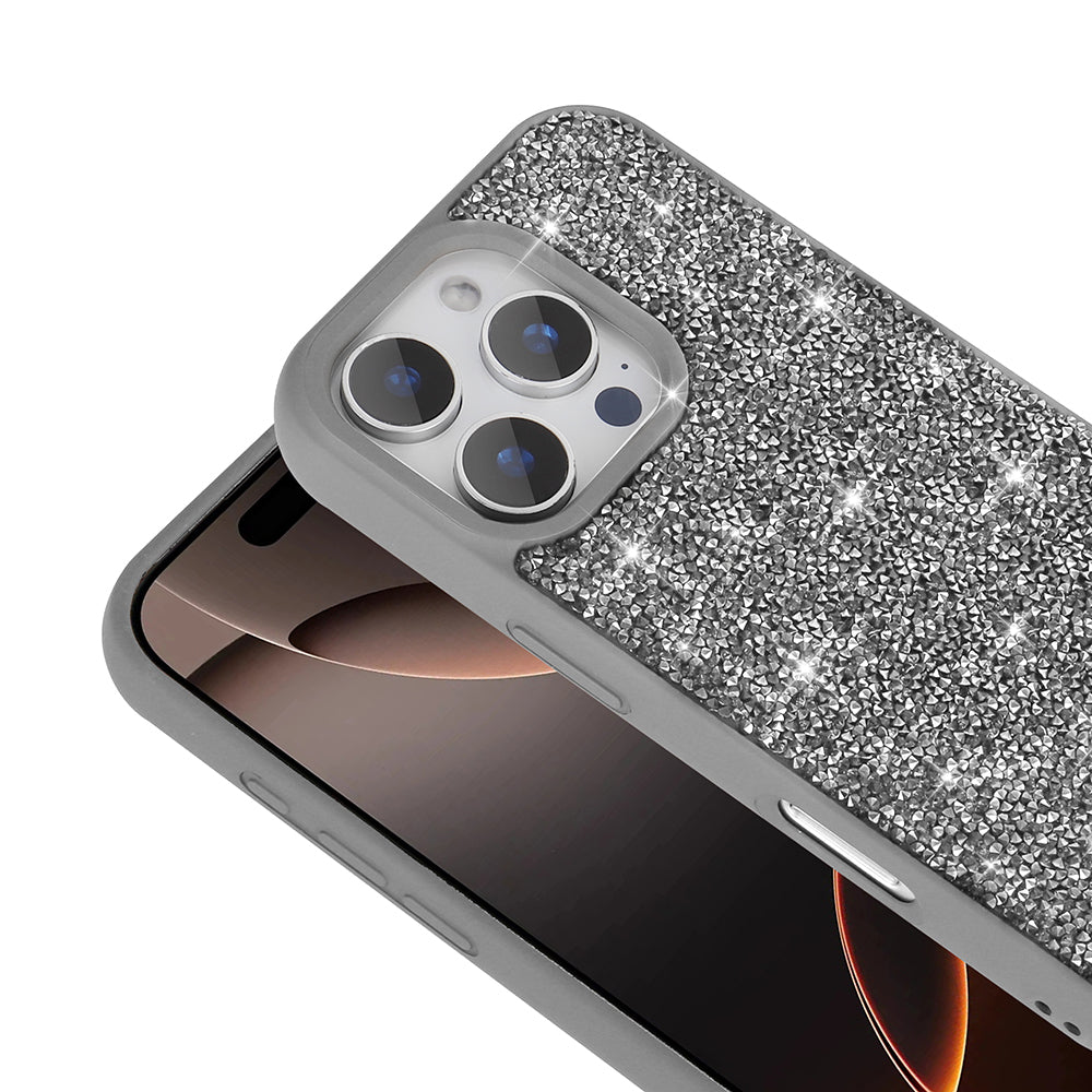 Apple iPhone 16 Pro Max Kılıf Parlak Taşlı Tasarım Zore Pırlanta Kapak Gri