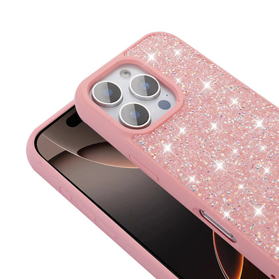 Apple iPhone 16 Pro Max Kılıf Parlak Taşlı Tasarım Zore Pırlanta Kapak Pembe