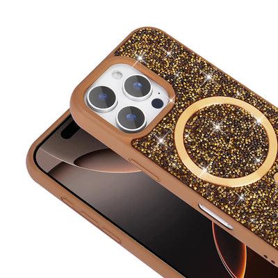 Apple iPhone 16 Pro Max Kılıf Pırlanta Tasarımlı M-safe Şarj Özellikli Zore Mozaik Silikon Kapak Siyah