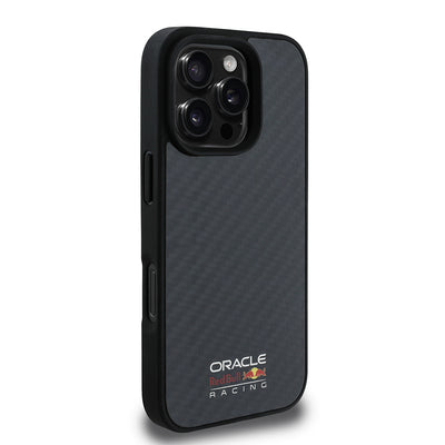 Apple iPhone 16 Pro Max Kılıf Redbull Orjinal Lisanslı M-safe Şarj Özellikli Karbon Fiber Tasarımlı Parlayan Logolu Kapak Siyah