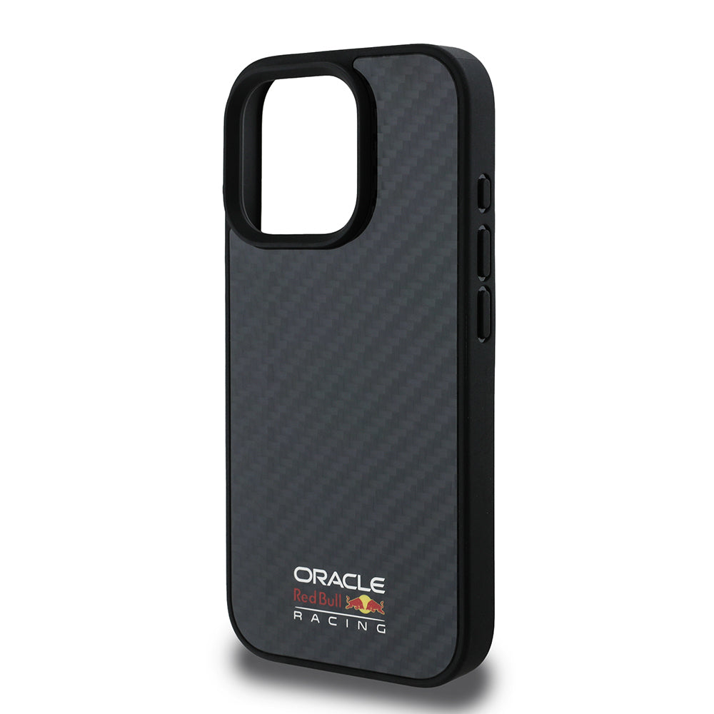 Apple iPhone 16 Pro Max Kılıf Redbull Orjinal Lisanslı M-safe Şarj Özellikli Karbon Fiber Tasarımlı Parlayan Logolu Kapak Siyah