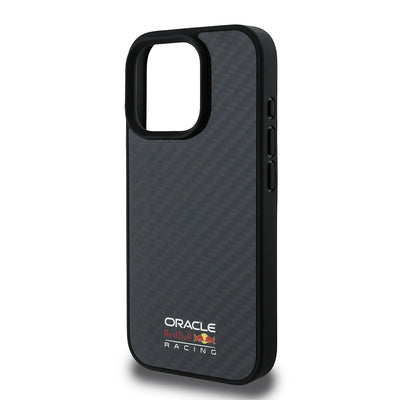 Apple iPhone 16 Pro Max Kılıf Redbull Orjinal Lisanslı M-safe Şarj Özellikli Karbon Fiber Tasarımlı Parlayan Logolu Kapak Siyah