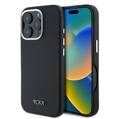 iPhone 16 Pro Max Kılıf TUMI Orjinal Lisanslı M-safe Şarj Özellikli Metal Yazı Logolu PU Deri Kılıf