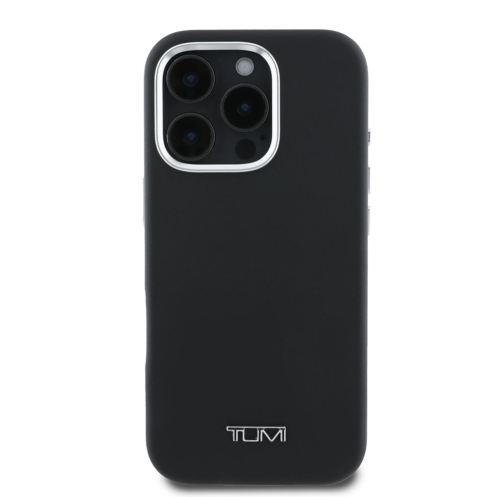 iPhone 16 Pro Max Kılıf TUMI Orjinal Lisanslı M-safe Şarj Özellikli Metal Yazı Logolu PU Deri Kılıf