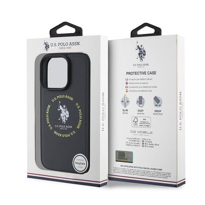 iPhone 16 Pro Max Kılıf U.S. Polo Assn. Orjinal Lisanslı M-safe Şarj Özellikli Circle ve Double Horse Logolu Deri Kılıf