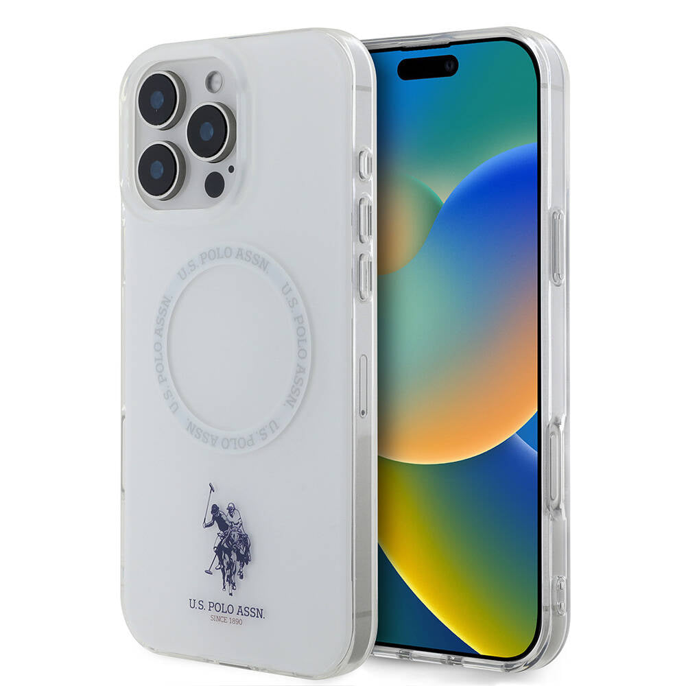 iPhone 16 Pro Max Kılıf U.S. Polo Assn. Orjinal Lisanslı M-safe Şarj Özellikli IML Double Horse Logolu Ring Kılıf