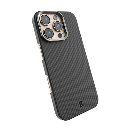 iPhone 16 Pro Max Kılıf Wiwu DCC-206 M-safe Şarj Özellikli Kamera Standlı Aramid Fiber Tasarım Kevlar Kılıf