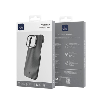 iPhone 16 Pro Max Kılıf Wiwu DCC-206 M-safe Şarj Özellikli Kamera Standlı Aramid Fiber Tasarım Kevlar Kılıf