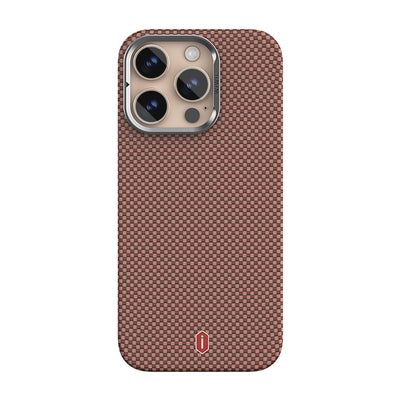Apple iPhone 16 Pro Max Kılıf Wiwu DCC-208 M-safe Şarj Özellikli Kamera Standlı Aramid Fiber Tasarım Kevlar Kapak Siyah