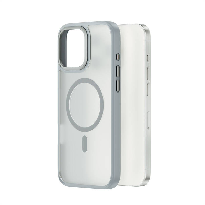 Apple iPhone 16 Pro Max Kılıf Wiwu FGG-012 ArmorPro Serisi Magsafe Şarj Özellikli Parmak İzi Bırakmayan Kılıf Gri