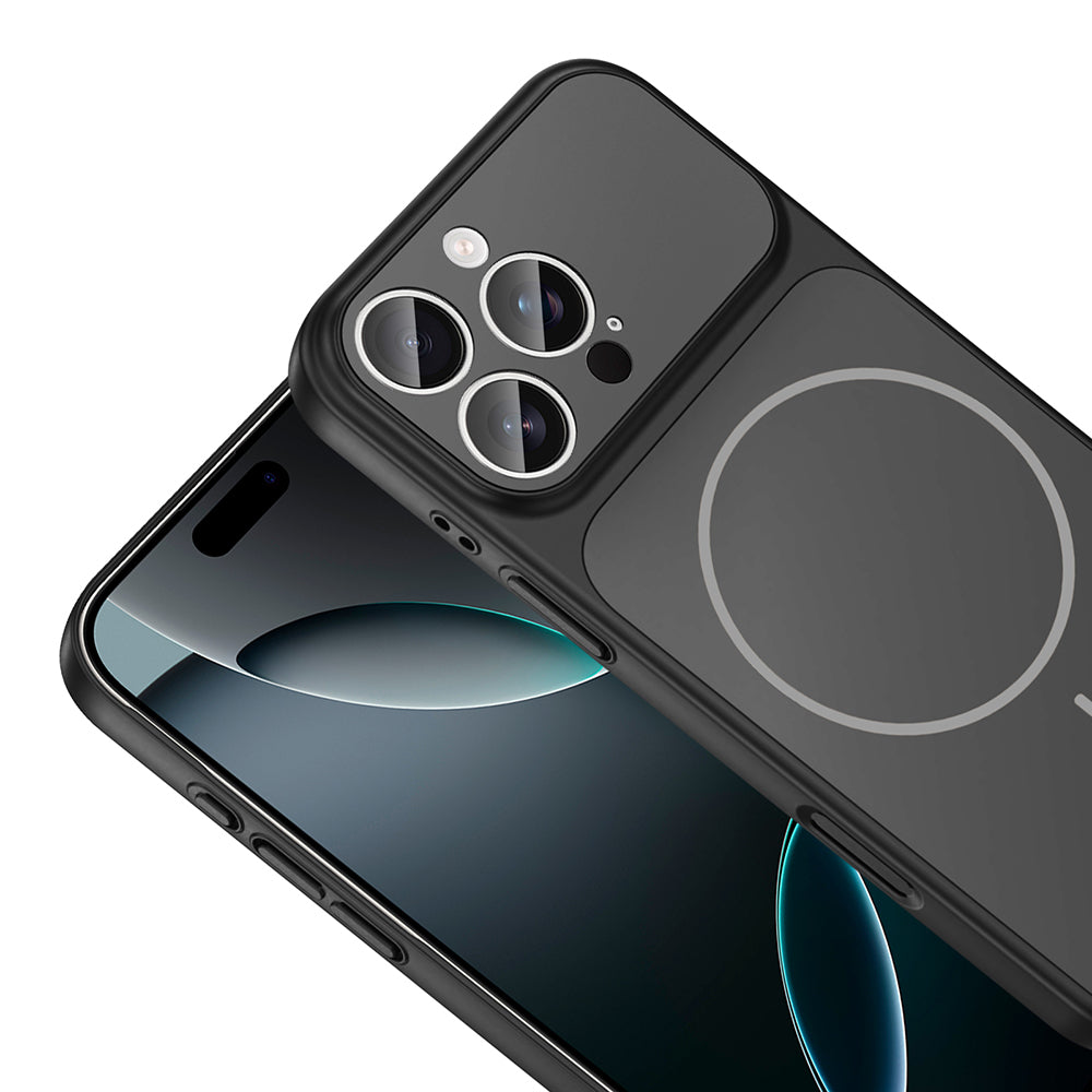 Apple iPhone 16 Pro Max Kılıf Zore M-Safe Şarj Özellikli Kamera Korumalı Formen Kapak Siyah