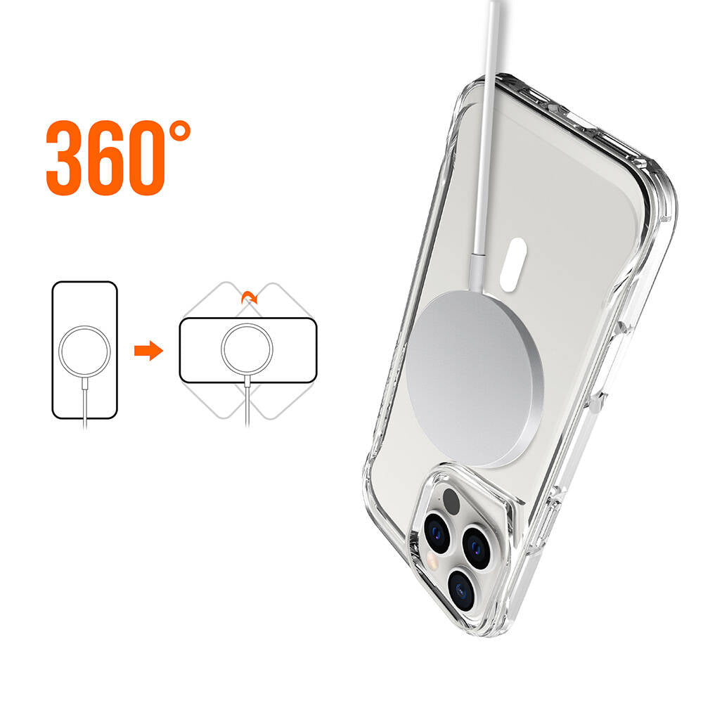 Apple iPhone 16 Pro Max Kılıf Zore Magsafe Şarj Özellikli T-Max Magsafe Kapak Şeffaf