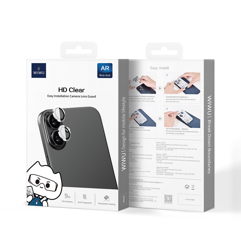 iPhone 16 Wiwu LG-007 Lens Guard Oleofobik Anti Reflective Kamera Lens Koruyucu + Kolay Uygulama Aparatlı
