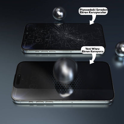 iPhone 16 Wiwu Wi-SQ009 Easy Install iPrivacy 360° Anti-Peep Oleofobik Temperli Cam Ekran Koruyucu + Kolay Uygulama Aparatlı