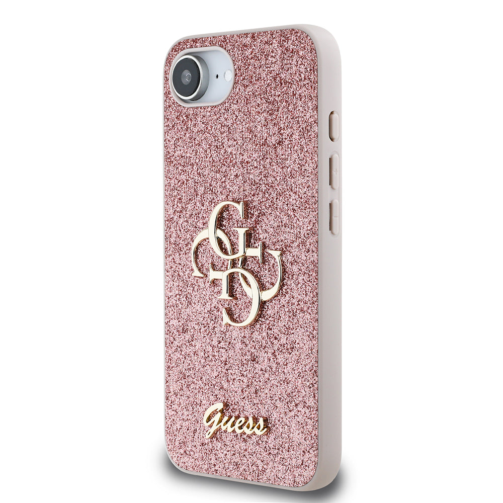 iPhone 16E Kılıf Guess Orjinal Lisanslı 4G Büyük Metal Logolu Glitter Kılıf
