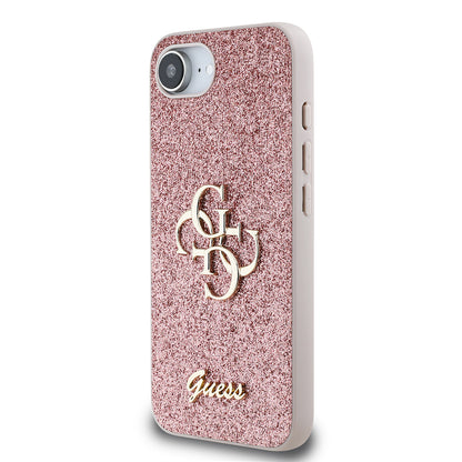 iPhone 16E Kılıf Guess Orjinal Lisanslı 4G Büyük Metal Logolu Glitter Kılıf