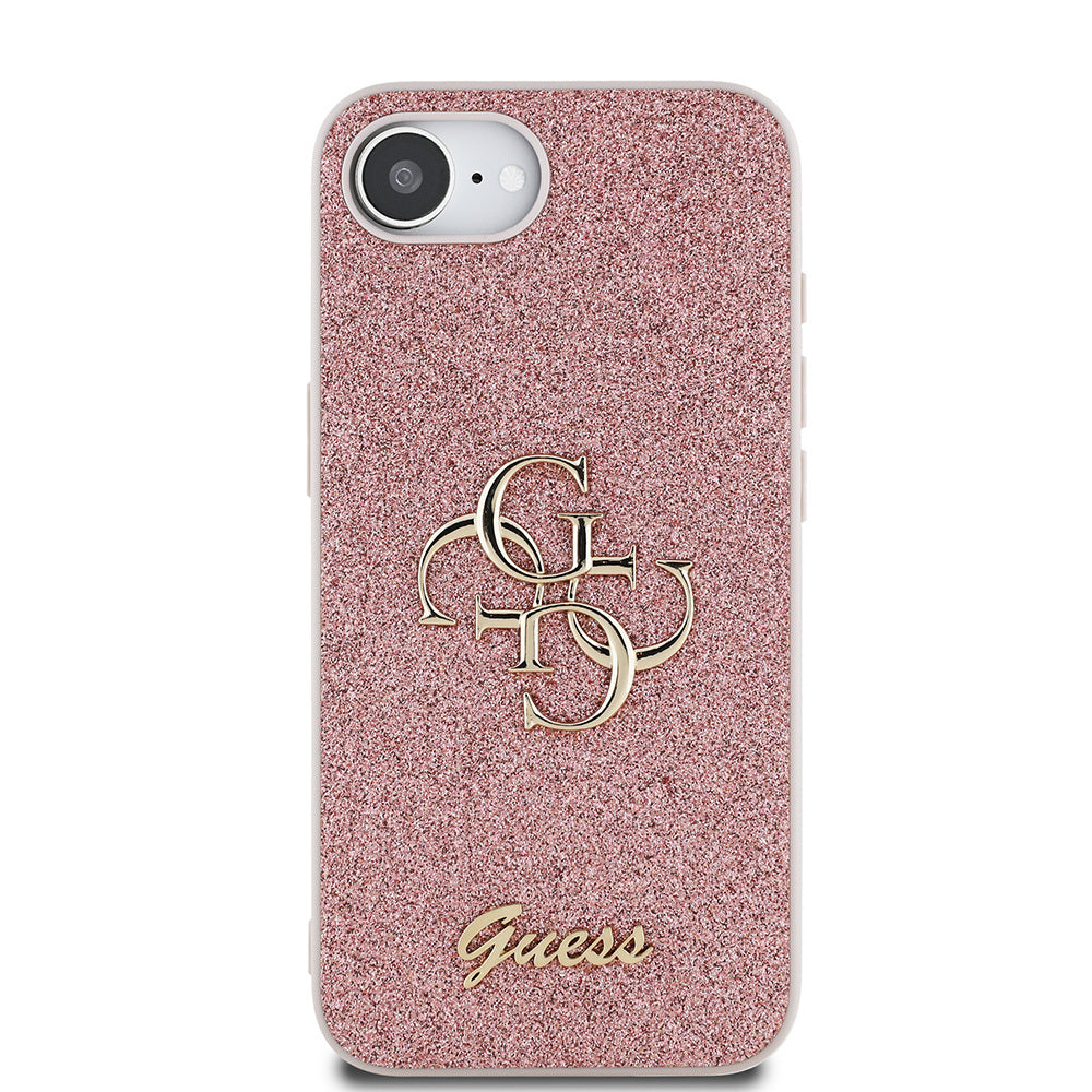 iPhone 16E Kılıf Guess Orjinal Lisanslı 4G Büyük Metal Logolu Glitter Kılıf