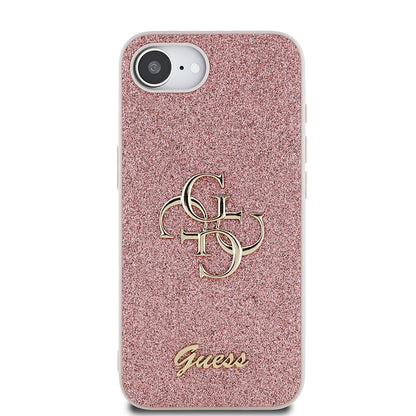 iPhone 16E Kılıf Guess Orjinal Lisanslı 4G Büyük Metal Logolu Glitter Kılıf