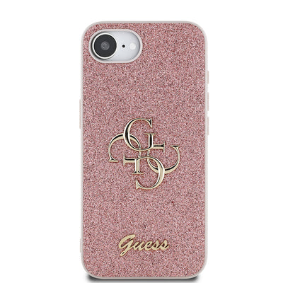 iPhone 16E Kılıf Guess Orjinal Lisanslı 4G Büyük Metal Logolu Glitter Kılıf