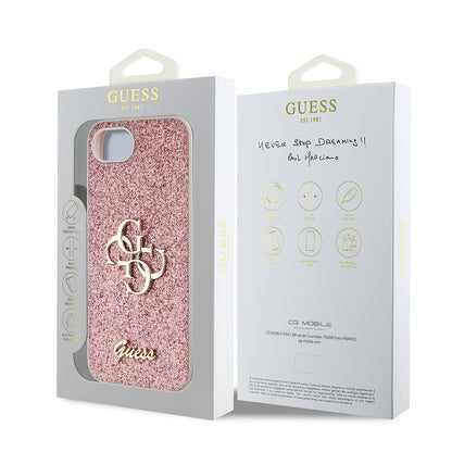 iPhone 16E Kılıf Guess Orjinal Lisanslı 4G Büyük Metal Logolu Glitter Kılıf