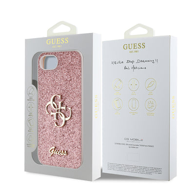 iPhone 16E Kılıf Guess Orjinal Lisanslı 4G Büyük Metal Logolu Glitter Kılıf