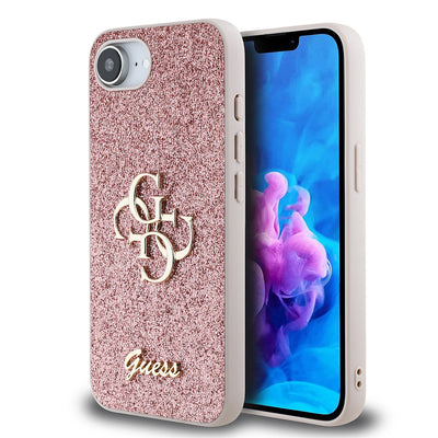 iPhone 16E Kılıf Guess Orjinal Lisanslı 4G Büyük Metal Logolu Glitter Kılıf