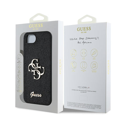 iPhone 16E Kılıf Guess Orjinal Lisanslı 4G Büyük Metal Logolu Glitter Kılıf