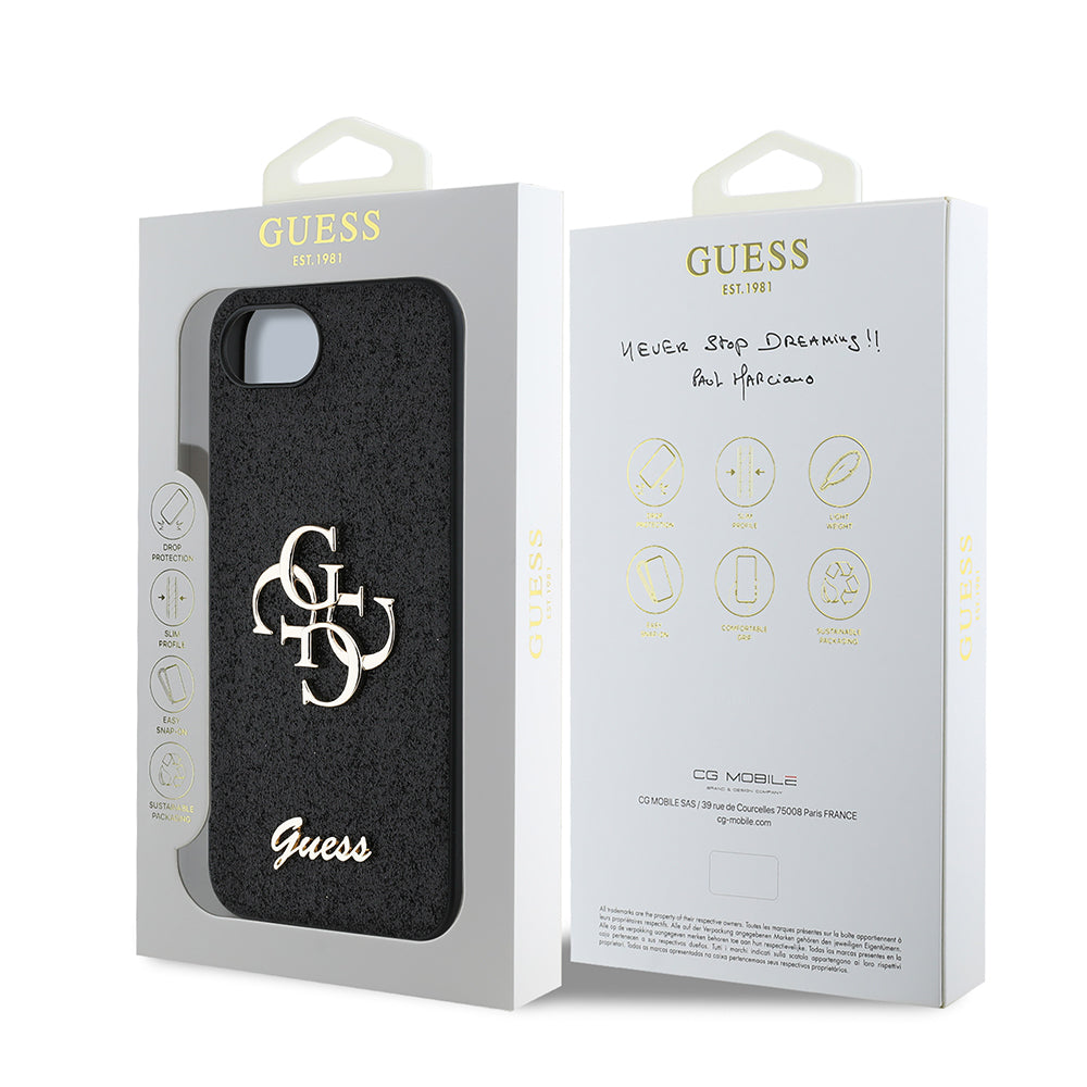 iPhone 16E Kılıf Guess Orjinal Lisanslı 4G Büyük Metal Logolu Glitter Kılıf