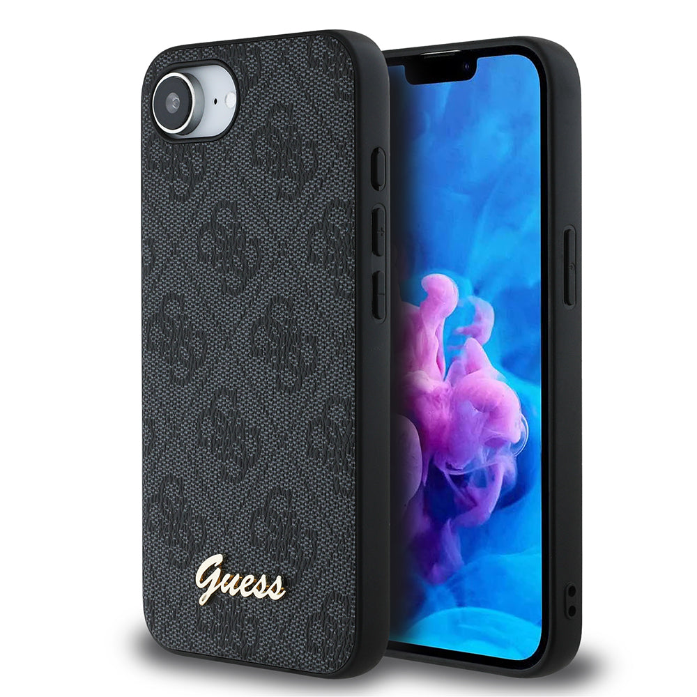 iPhone 16E Kılıf Guess Orjinal Lisanslı 4G Desenli Script Metal Logolu Kılıf